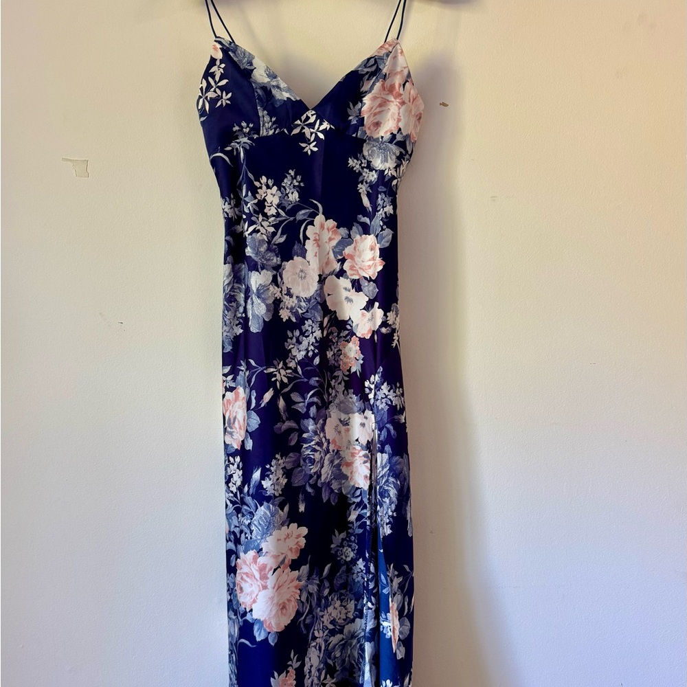 LINGERING WITH YOU MIDI DRESS NAVY with Spaghetti Straps